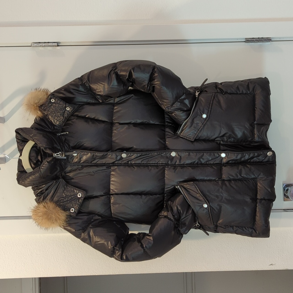 Marc Andrew NY Andrew Marc Shiny Black Midweight Puffer Coat